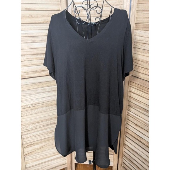 Premise Tops - Preowned PREMISE Short Sleeve Tunic T Shirt XL Black